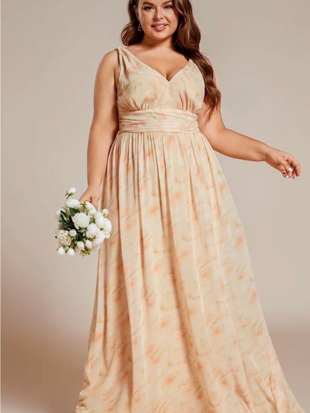 Every Pretty Golden Roses chiffon special occasion dress Plus Size 24
